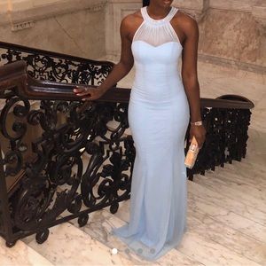 Blue long evening mermaid gown